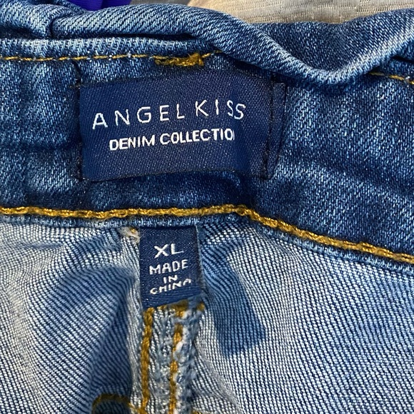 Angel Kiss Denim Collection Paper Bag Denim Mini Skirt. Size XL. Self-tie belt. - Picture 3 of 3
